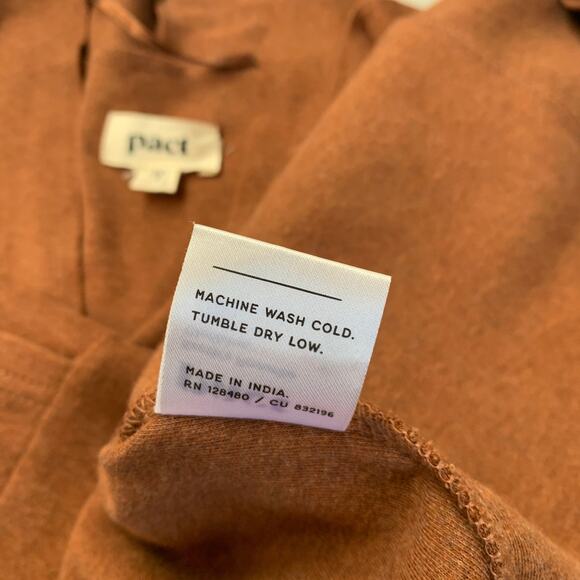 Pact Airplane Cardigan Rust Organic Cotton Open Front Cozy Oversized XS/S - Picture 11 of 12